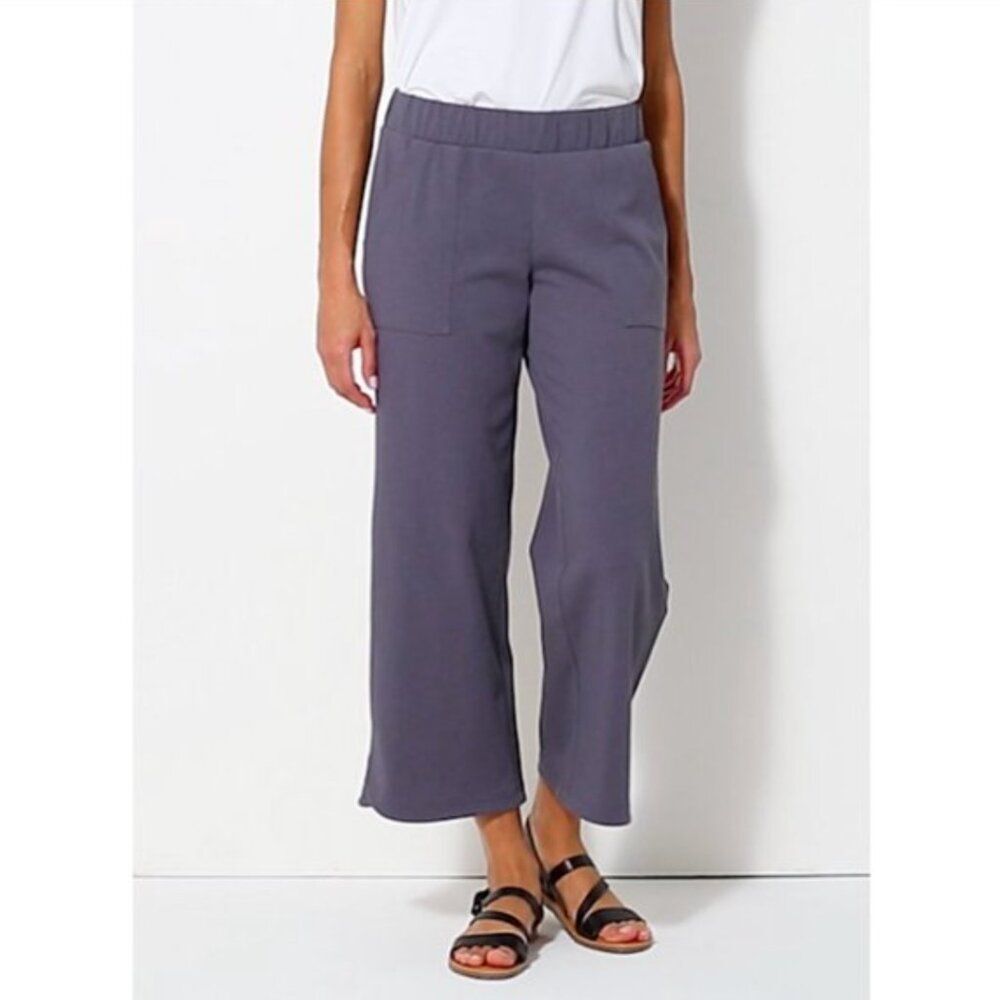J Jill Size XS Pure Jill Gray Pull On Crop Linen Blend Pants Tulip Hem Grey